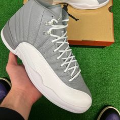 Air Jordan 12 Retro Size 11.5 New With Box Gray Leather Custom Sneakers With Air Cushioning, Gray Jordan Shoes With Air Cushioning And Lace-up, Gray Jordan Lace-up Shoes With Air Cushioning, Gray Lace-up Jordan Shoes With Air Cushioning, Jordan 13 Black, Jordan Low, Air Jordan 11 Low, Red Jordans, White Jordans