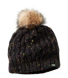 This cozy hat with fun stripes is topped with a stylish faux fur pom and dressed up with knit cables. Inside, the supersoft plush lining adds nonstop warmth and comfort. Lined in a plush blend of 95% polyester and 5% lycra Pom is 100% polyester. Knit in soft acrylic yarn. Handwash, dry flat. Imported. | Kids' Cozy Cable Pom Hat, Stripe, Synthetic Knit Cables, Cable Hat, Cozy Hat, Pom Pom Hat, Fur Pom Pom, L L Bean, Acrylic Yarn, Kids Accessories, Cool Kids