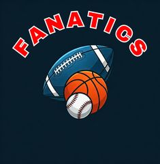 an orange and blue ball with a basketball on it that says fanatics