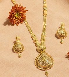 Gold Necklace Set New Design, Indian Gold Necklace Designs, Haram Designs, Long Haram, Indian Wedding Jewelry Sets, Delicate Gold Jewelry, Elizabeth Jewelry, Bridesmaid Gifts Earrings