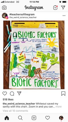 a poster with some writing on it that says abiotic factorors in different languages