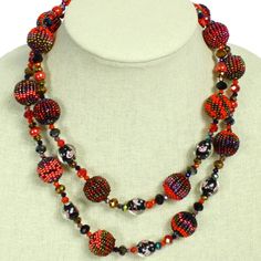 Artisan Czech Glass Glass Beads And 16 Multi-Color Beaded Balls Necklace Fiesta Necklace Red, Bronze Glass Beads 2 Strands; Combination Of Glass Beads And 16 Multi-Colored Beaded Balls An Incredible Collection Of Multi Colored Beads With Length Of 20" Because Of Their Handcrafted Nature No 2 Necklaces Are The Same Easy To Open/Close Magnetic Clasp. Please Visit Our Posh Closet For The Enchanted Collection Of Beaded Necklaces, Earrings & Bracelets Red Double Strand Faceted Beaded Necklaces, Red Double Strand Faceted Beaded Necklace, Multi-strand Beaded Necklace With Large Czech Glass Beads, Red Multi-strand Beaded Necklaces With Large Beads, Unique Red Multi-strand Beaded Necklace, Italian Horn Necklace, Gold Chain Link Necklace, Enchanted Jewelry, Caged Necklace