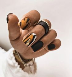 Tiger Nails, Mens Nails, Square Nail Designs, Short Square Nails, Nail Candy, Animal Print Nails