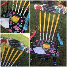 this is an image of a chair made out of school supplies