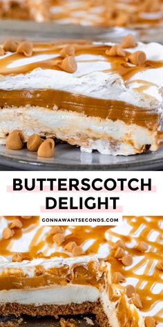 a slice of butterscotch delight dessert on a plate