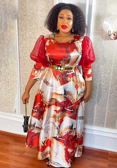 Red College, College Dress, Boho Gown, Plus Size Chic, Mode Turban, Print Chiffon Dress, African Dashiki, African Inspired Fashion, Stylish Plus