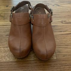 Korks By Kork-Ease Clogs/Mules, Brown, Size Women’s 6 1/2, New With Tags, Buckle Back Strap On Heel, Back Strap, Mule Clogs, Clogs, Buckle, Size 6, Heels, Tags, Women Shopping, Color