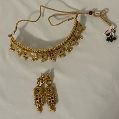 Nwt India Jewelry Set With Adjustable Necklace Indian Modern Jewellery, Panda Jewelry, Punjabi Jewelry, Arts Project, Vis Dev, Gold Jewels Design, Fancy Jewelry Necklace, Gold Jewellry, Jewelry Set Design