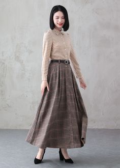 Button Front Wool Skirt, Long Plaid Skirt, Maxi Plaid Wool Skirt, Winter Skirt Women, Elastic Waist Skirt, Handmade Skirt, Xiaolizi 3838 - Etsy Long Plaid Skirt, Skirt Winter, Plaid Wool Skirt, Elastic Waist Skirt, Skirt Maxi, Winter Skirt, Skirt Long, Wool Skirt, Skirt Women