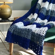 Simple V-Stitch Throw Crochet pattern by SeeLoveShare Crochet Chenille Blanket, Throw Crochet, Crochet Bloggers, Knitting Toys, Chenille Blanket, Loom Knitting Projects, Dallas Cowboy, V Stitch, Chunky Knit Blanket