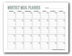 a printable meal planner with the words, month and day on it in yellow