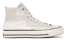 Converse Mono Patchwork Chuck 70 High Top White Egret - 167139C Highcut Converse, Trendy Converse, Chuck 70 High Top, Shoes Png, Chuck Taylor 70, Custom Shoes Diy, White Egret, Men's Converse, Converse Chuck 70