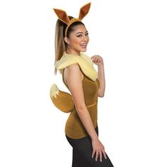 a woman wearing a costume with ears and tail