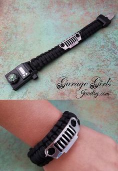 Paracord Jeep Grill Bracelet / Garage Girls Jewelry Duct Tape Crafts, Coordinates Bracelet, Jeep Grill, Quilling Earrings, Handwriting Jewelry, Handmade Leather Belt, Mens Earrings Hoop, Paracord Survival, Expecting Mom Gifts