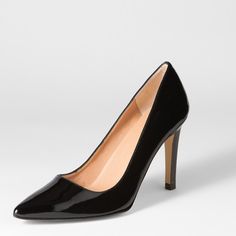 a black high heeled shoe on a white background