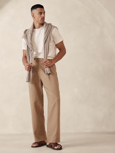 Authentic SUPIMA® T-Shirt | Banana Republic Luxury Menswear-inspired Business Casual Pants, Luxury Relaxed Fit Tapered Leg Chinos, Luxury Men's Sets For Transitional Season, Male Styles, Veri Peri, Mens Casual Outfits Summer, White Cocktail Dress, Chill Outfits, Preppy Casual