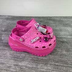 Up For Sale Is A Pair Of Brand New Crocs Barbie Mega Crush Clog In A Womens Size 6. New With Original Packaging. Thanks For Your Interest! Trendy Flat Synthetic Clogs, Pink Platform Clogs In Synthetic Material, Pink Platform Synthetic Clogs, Synthetic Clogs With Studded Rubber Outsoles And Round Toe, Mega Crush Clog, Barbie The Movie, New Crocs, Crocs Pink, Pink Crocs