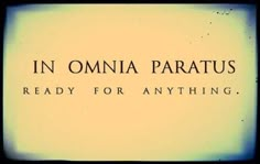 an old tv with the words in omnia paratus ready for anything on it