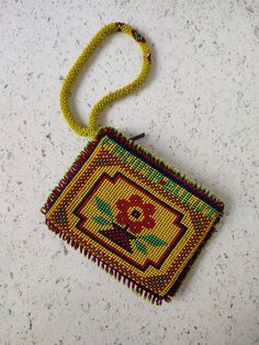 "Vintage, 1980s, prison work, handmade, beaded purse/coin bag.  There is a woman's name&surname on it. \"FADIME BULUT\" 15*6,5 cm." Vintage Handmade Pouch, Hand-stitched Rectangular Coin Purse As Gift, Rectangular Hand-stitched Coin Purse As Gift, Traditional Beaded Rectangular Pouch, Vintage Handmade Bags For Personal Use, Vintage Style Coin Purse Pouch For Personal Use, Vintage Pouch Coin Purse For Personal Use, Vintage Handmade Bag, Rectangular Beaded Pouch