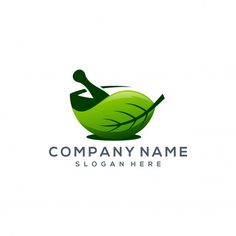 a green leaf logo with a man on it