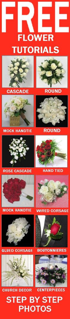 the instructions for how to make flower arrangements in photoshopped with flowers and text