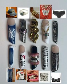 ahs style outfit on nails, lipstick nails, denim nails, zebra print, lace nails, 3d teeth & eyeball, grillz, streetstyle Ahs Style Nails, Sui̇ci̇deboys Nail, Ahs Nails, Edgy Almond Nails, Mouth Nails, Billie Eilish Nails, Nails Zebra Print, Eyeball Nails, Trashy Nails