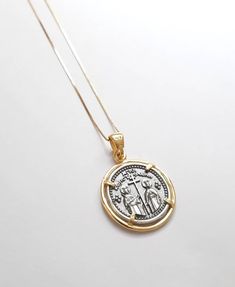 Silver Byzantine Coin Necklace, Byzantine Silver Coin Necklace, Silver Byzantine Medallion Necklace, Byzantine Style Coin Pendant Jewelry, Byzantine Style Medallion Coin Necklace, Byzantine Necklace With Coin Pendant As Gift, Byzantine Coin Necklace As A Gift, Byzantine Necklace With Coin Pendant For Gift, Byzantine Style Coin Necklace As A Gift