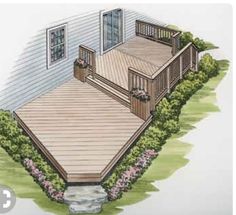 this is an artist's rendering of a deck and patio