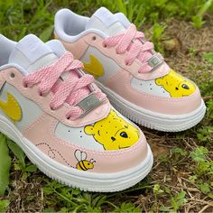 Custom Hand Painted Shoes Paint Will Not Crack Or Ship - I Have Been Professionally Hand Painting Shoes For Over A Decade Please Allow 7-14 Business Days I Hand Paint These As They Are Ordered And Do Not Want To Rush Air Force 1 Toddler Shoes Brand New With Box Popular Shoes, Super Adorable! Check Reviews Here Or Visit My Website Playful Sneakers With Soft Sole, Playful Yellow Sneakers With Round Toe, Cute Yellow Sneakers For Spring, Playful Yellow Lace-up Sneakers, Cute Custom Pink Sneakers With Round Toe, Cute Pink Custom Sneakers With Round Toe, Cute Nike High-top Sneakers, Bear Shoes, Toddler Birthday Gifts