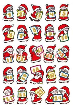 christmas stickers with santa clauss and letters