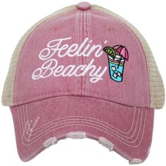 designed by Katydid trucker caps are embroidered and have curved bill distressed cap gives it a worn look adjustable tab with mesh back 80% cotton and 20% polyester one size fits most Wholesale Hats, Distressed Cap, Women Trucker, Funny Hats, Beach Tops, Girls Weekend, Beach Hat, Chic Accessories, Beach Babe