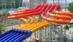 an amusement park with water slides and rides