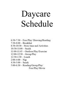 the day care schedule is shown in black and white