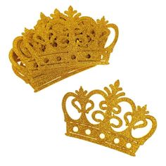 Adorable flat back glitter crown cutouts. Great for royal themed and princess events, weddings and more. These beautiful crowns with glitter will stand out and make a great addition to your decorations and projects. Great decoration that is easy to modify and glue onto fabrics and more for DIY creations! Perfect to make all feel like royalty! Includes 10 pieces per pack. Length: 4.75" Width: 3.25" Size: 4-3/4-Inch.  Color: Gold. Crown Cutout, Crown Theme, Royalty Theme, Beautiful Crowns, Glitter Crown, Event Centerpiece, 10 Count, Gold Sign, Crafting Paper