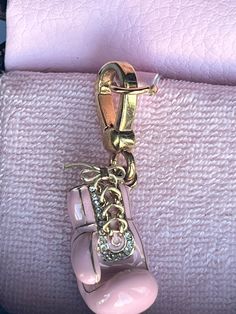 "** BRAND NEW! 100% authentic, in Original Box. ** ** RARE CHARM ** Beautiful Juicy Couture BOXING GLOVE Charm with gold plating on brass and rhinestone detail. Approximately 2\" long with lobster clasp. ** FREE USPS PRIORITY MAIL UPGRADE for domestic shipping **" Juicy Charms, Pink Boxing Gloves, Juicy Couture Charms Bracelet, Nose Ring Jewelry, Juicy Couture Bracelet, Boxing Glove, Juicy Couture Charms, Juicy Couture Jewelry, Pastel Pink Aesthetic