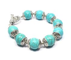 Turquoise Silver Bracelet, Turquoise Bracelets, Howlite Bracelet, Jewelry Turquoise, Turquoise Howlite, Homemade Jewelry, Ruby Jewelry, Bead Bracelets, Sea Glass Jewelry