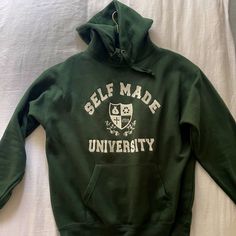 Self Made University Hoodie Cotton Varsity Hoodie With Adjustable Hood, Cozy College Hoodie Sweatshirt, Cozy Hooded College Sweatshirt, Cozy Hooded College Hoodie, College Cotton Sweatshirt With Adjustable Hood, Cotton Varsity Sweatshirt With Adjustable Hood, Relaxed Fit Cotton Hoodie For College, Collegiate Cotton Hoodie For Campus, College Cotton Sweatshirt With Double-lined Hood