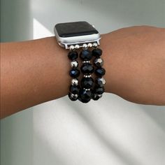 Little Black Watch Band, Watch Beaded Bracelet This Beautiful Band Makes Such A Gorgeous Piece For Your Apple Watch. Elastic Bracelet Band That’s Easy To Put On And Off. Fits All Sizes Of Apple Watches 38mm And 40mm. This Listing Is Only For The Watch Band Not The Actual Apple Watch. Stainless Steel Adapters This Band Measures A Standard 6 Inches Long, For Custom Sizing Please Message Me, I’d Be Happy To Assist. Apple Watch Beaded Bands, Apple Watch Stainless Steel, Kate Spade Bracelet, Minnie Mouse Earrings, Rustic Cuff, Apple Watches, Ruby Diamond Rings, Round Necklace, Kate Spade Earrings