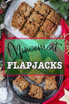 Mincemeat flapjacks with a text overlay title. Healthy Crisps, Flapjack Recipe, Healthy Gluten Free Recipes, Crisp Recipe, Mince Pies