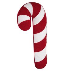 a red and white candy cane on a white background