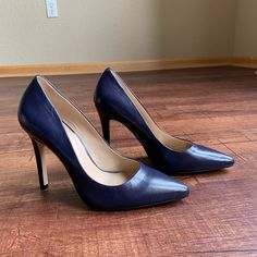 - Designer = Saks Fifth Avenue - Size = 5.5m - Color = Blue - Msrp = $120 - Heel Height = 10cm(4”Inches) - Genuine Leather - Classic Pointed Toe Stilettos Pumps - Rubberized Outsole. - Perfect Work Piece Trunk 27 Classic Blue Heels With 4-inch Heel, Classic Blue Heels Medium Width, Classic Blue Heels For Work, Classic Blue Medium Width Heels, Blue Heels For Work, Classic Blue Round Toe Heels, Blue Fitted Court Shoes With Padded Heel, Fitted Blue Court Shoes With Padded Heel, Classic Blue Heels For The Office