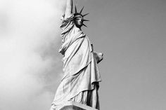 black and white photograph of the statue of liberty