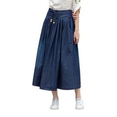 Introducing our 2023 Autumn Collection street-trend elevated-waisted long denim skirt ââ‚?textured to make a statement! Crafted with an iconic damaged pattern. medium wash. fit type and flare silhouette. and rubber closure. this piece is the perfect blend of sophisticated vibe and effortless chic.Why This Skirt Is Your New Must-HaveFashioned to channel the spirit of rebellion. this skirt is sure to be the highlight of any outfit ââ‚?be it a night out or a casual day in. Its edgy torn pattern. sl Street Mode, Denim Skirts Online, Womens Denim Skirts, Jeans Street Style, Long Denim Skirt, Fit And Flare Skirt, Autumn Collection, Street Trends, Denim Color