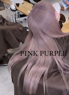 Cute Color Hair Ideas, Lavender Beige Hair, Gray Pink Hair, Dirty Pink Hair, Korean Hairstyle Color, Light Lavender Hair, Smokey Pink Hair, Cold Hair Color, Dyed Hair Asian