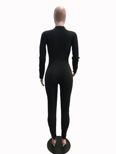 O Neck Long Sleeve Bodycon One Piece Jumpsuit Casual Fitted Unitard For Night Out, Casual Bodycon Jumpsuits And Rompers With Long Sleeves, Casual Long Sleeve Bodycon Jumpsuits And Rompers, Casual Fitted Unitard For Fall, Casual Fitted Fall Unitard, Stretch Jumpsuits And Rompers For Winter Workwear, Winter Jumpsuits, One Piece Outfits, One Piece Jumpsuit