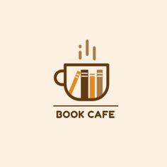 the book cafe logo with books in a cup