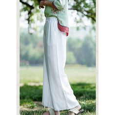 Summer Solid Color Linen Wide Leg Casual Pants Fabric: 100% Linen Size: M, L, XL Multiple Color Selections: White, Watermelon Red, Apricot  Season: Spring, Fall, Summer Summer Casual Wide Leg Harem Pants, Casual Wide Leg Harem Pants For Summer, Casual Wide Leg Summer Pants, Casual Full Length Bottoms For Summer, Baggy Wide Leg Pants For Spring Vacation, Casual Full-length Bottoms For Summer, Baggy Ankle-length Summer Pants, Casual Summer Wide-leg Bottoms, Casual Solid Wide Leg Pants For Summer