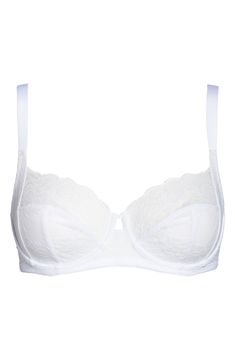 Sheer floral lace creates a gorgeous neckline in this strategically seamed bra that comfortably lifts and supports a full bust. Concealed side sling gives the figure a more forward lift Adjustable straps 54% spandex, 46% nylon Lined Hand wash, line dry Imported Lingerie Elegant Nursing Bra With Lace Trim And Underwire, Elegant Lace Nursing Bra With Underwire, Elegant White Nursing Bra With Removable Pads, Elegant White Nursing Bra, Classic Padded Bra, Elegant Underwire Nursing Bra, Lace Underwire Nursing Bra With Removable Pads, Elegant Full Cup Nursing Bra With Delicate Lace, Full Cup Lace Nursing Bra With Padded Cups