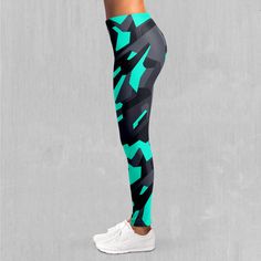 Cyber-Tech Leggings - Azimuth Clothing Green 4-way Stretch Running Leggings, Tight Green Leggings For Training, Green 4-way Stretch Sportswear Leggings, Green Elastane Workout Tights, Green Fitted Running Leggings, Green Fitted Leggings For Running, Fitted Green Running Leggings, Fitted Green Leggings For Running, Green Micro-elastic Leggings For Running