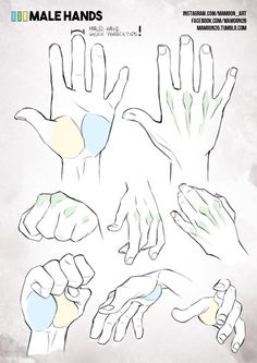 the hands are drawn in different colors and shapes